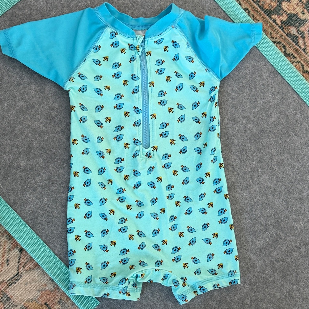 4/$25 kids Blue Swim Romper leveret